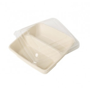 Bento box in bamboo pulp 2 compartments Pack of 300 pcs Model EG-CS1000-2