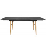 Indoor table TESR Metal and rubber wood frame, 10,5 mm stone glass top and extension. Model 1445-A75G
