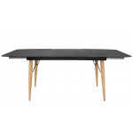 Indoor table TESR Metal and rubber wood frame, 10,5 mm stone glass top and extension. Model 1445-A75G