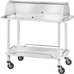 Wooden service trolley Glossy white with plexiglass dome Model CLC2012B two shelves