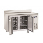 Refrigerated counter for gastronomy With splashback Model QR2200 Ventilated Self-closing doors