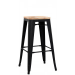 Stackable indoor stool TESR Powder coated metal frame Wood seat Model 1082-BT503W