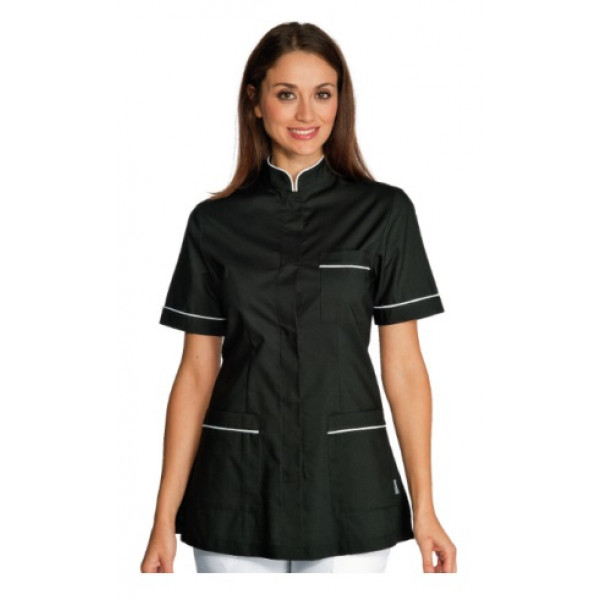 Woman Panarea blouse SHORT SLEEVE 65% Polyester 35% Cotton BLACK + WHITE in different sizes Model 002701