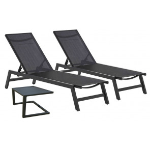 Kit 2 sunbeds STK Stackable in aluminum and table Model LG/LW