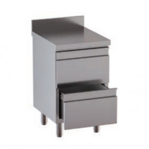 Stainless steel self-supporting chest of 2 drawers With upstand with worktop Model DSNCD056A