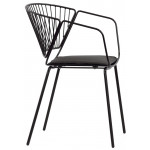 Stackable outdoor armchair TESR​Powder coated metal frame, synthetic leather pad Model 1910-RD09
