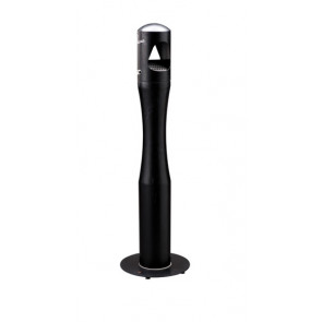Floor standing ashtray MDL brushed black powder epoxy coated steel with handle For outdoor Model 108006