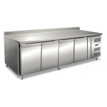 Ventilated refrigerated counter with backsplash Stainless steel AISI 201 Model GN4200TN Four doors