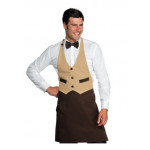 Unisex Garcon apron 100% Polyester Biscuit Colour + Dark Brown Model 037085