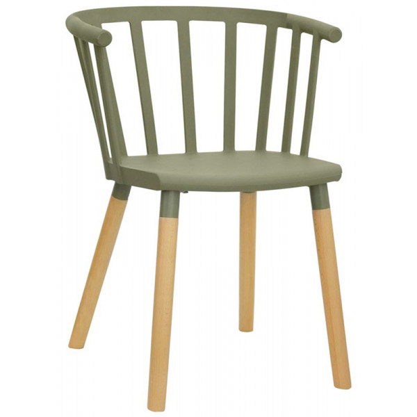 Indoor armchair TESR Powder coated metal frame, wood legs, polypropylene shell Model 1525-D24