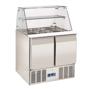 Refrigerated saladette GN1/1 openable stainless steel top Model CRQ90A - 2 self-closing doors Static refrigeration