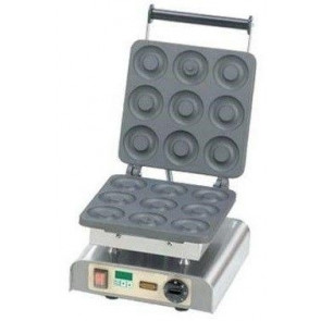 Single aluminum waffle maker machine TP SHAPE: n.9 waffel of Ø 8 Cm Power 2200W Model W-PS-DONUT