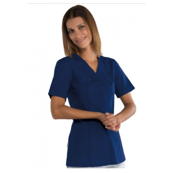 Woman Sion blouse SHORT SLEEVE 65% Polyester 35% Cotton BLUE Avaible in different sizes Model 005202