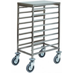 Pans trolley GN 1/1 Model CA1478 Stainless steel structure. Stainless steel guides. Multidirectional wheels. Rubber bumpers