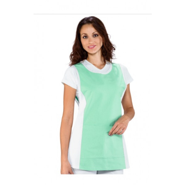 Lady Papeete apron 100% Cotton White and green Model 013049