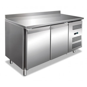 Ventilated refrigerated counter with backsplash Stainless steel AISI 201 Model GN2200TN Two doors