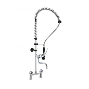 Two holes pre-rinse unit - swinging spout in the middle of the tube MNL Model R0102020129