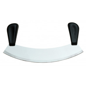 Half moon chopper Tempered AISI 420 stainless steel blade with conical sharpening, satin finish.  Handle : in rubberized non-toxic material, anti-slip and dishwasher safe.Blade Cm 25 Modello CL1249