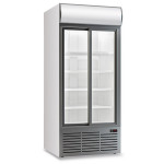 Ventilated refrigerated display 2 doors with backlight canopy KLI Model CL113TCSLWHITE