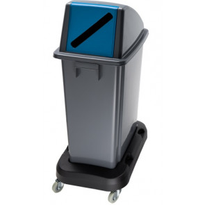 Waste bin for recycling with blue front opening lid  OFFICE 60 Grey bin MDL 60 L Model 114215