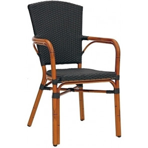 Outdoor chair TESR Painted aluminum frame bamboo look, polyethylene strap covering Model 719-MCR139