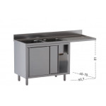 Stainless steel cupboard sink two tubs with drainer and hollow for dishwasher Model A2VLS/D167