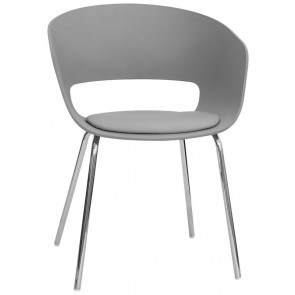 Indoor armchair TESR ​Chromed metal frame, polypropylene shell, synthetic leather pad Model 1486-YG91