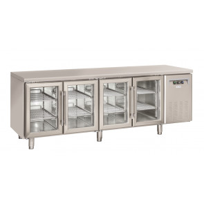 Tavolo Refrigerato Modello SRG4100 Refrigerazione ventilata 4 Porte autochiudenti in vetro