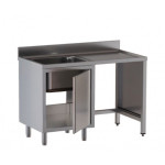 Stainless steel cupboard sink one tub with drainer and hollow for dustbin Model APS/D147
