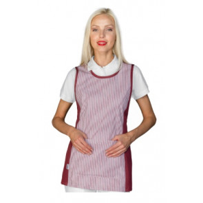 Lady Papeete apron 65% Polyester 35% Cotton Bordeaux+bordeaux Striped Model 013003