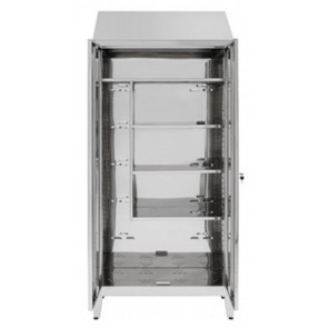 Brooms locker for pulls water made of stainless steel 304 IXP n.2 hinged doors Model 69606