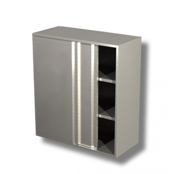 Hanging cabinet with sliding doors and middle shelf stainless steel AISI 430 or 304 Model PA10410