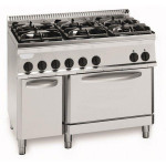 Gas range 6 burners with electric oven Gn 2/1 TX Model PF105G7 Power 30+4,7 kW