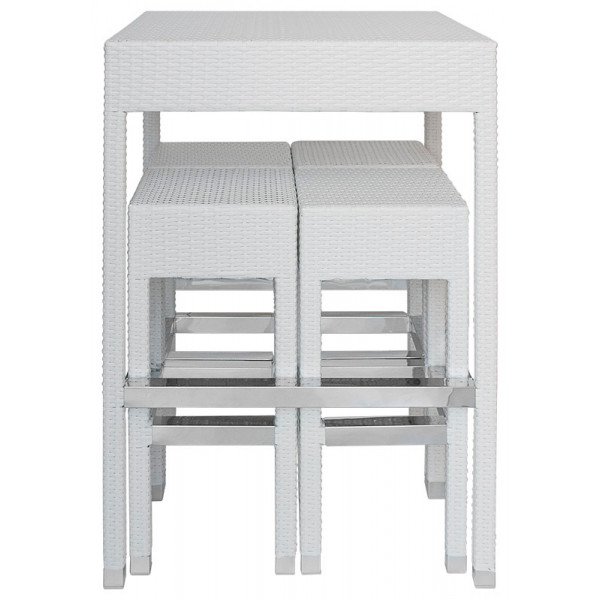 Outdoor Table+ 4 bar stools TESR Aluminum frame, polyethylene strap covering, tempered glass top Model 566-0624T VARIOUS COLOURS