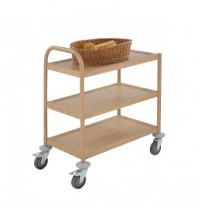 Service trolley Model RPL3 In wood-colored hydrographed stainless