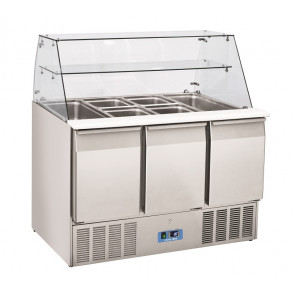 Refrigerated saladette GN1/1 openable stainless steel top Model CRQ93A 3 self-closing doors Static refrigeration