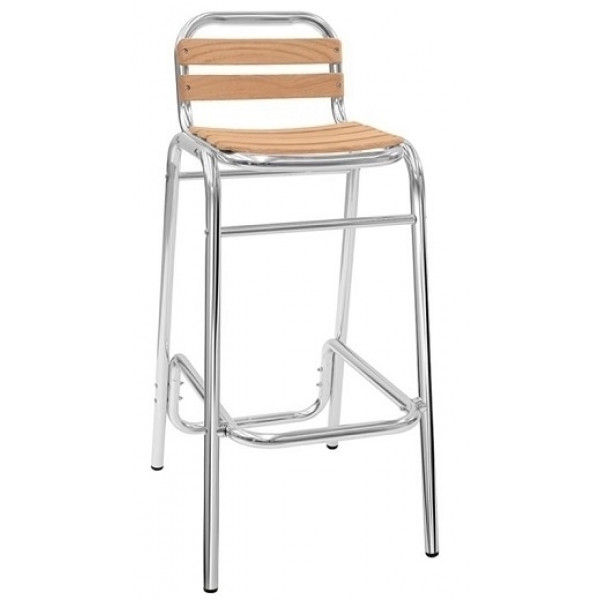 Stool SETR Anodized aluminum frame Ø 28 x 1,8 mm, oak bands Model 042-ALW09