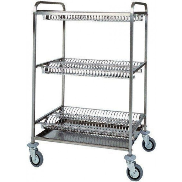 Service trolley for dishes Model CA1400 1 glass drainer + 2 draining plates