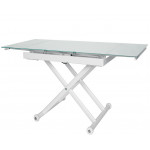 Indoor table TESR Powder coated steel frame, 8 mm tempered glass top and extension. Model 841-RF22 Extendable