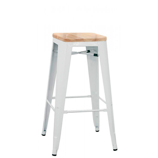 Stackable indoor stool TESR Powder coated metal frame Wood seat Model 1082-BT503W