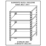 Stainless steel bolt shelving IXP 4 smooth shelves Basic element With plastic feet and bolts Cut-off edges Polished finish Model SC318LBB