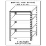 Stainless steel bolt shelving IXP 4 smooth shelves Basic element With plastic feet and bolts Cut-off edges Polished finish Model SC318LBB