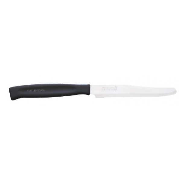 Table knife Tempered AISI 420 stainless steel blade with conical sharpening, satin finish.  Handle : in rubberized non-toxic material, anti-slip and dishwasher safe. Blade Cm 11 Model CL80006N