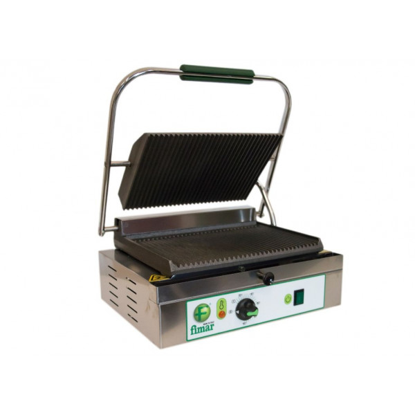 Electric cast iron panini grill Model PE35NR Striped plate