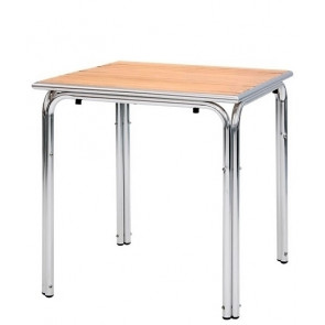 Outdoor table TESR aluminum base, wooden slats top Model 675-MTW013A