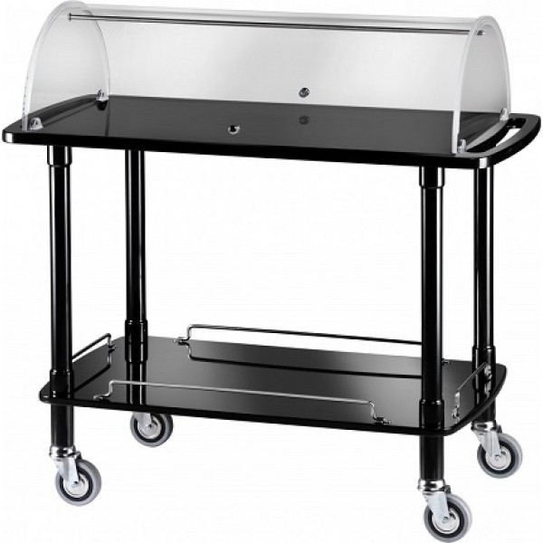 Wooden service trolley black glossy with plexiglass dome Model CLC2012N two shelves