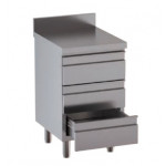 Stainless steel self-supporting cabinet with 3 drawers With upstand with worktop Model DSNCT057A