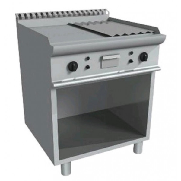 Electric fry top CI Model RisFry027 2 Cooking zones 1/2 Smooth 1/2 Striped plate Power kW 10,8