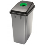 Waste bin for recycling with green upper opening lid OFFICE 60 Grey bin MDL 60 L Model 114208