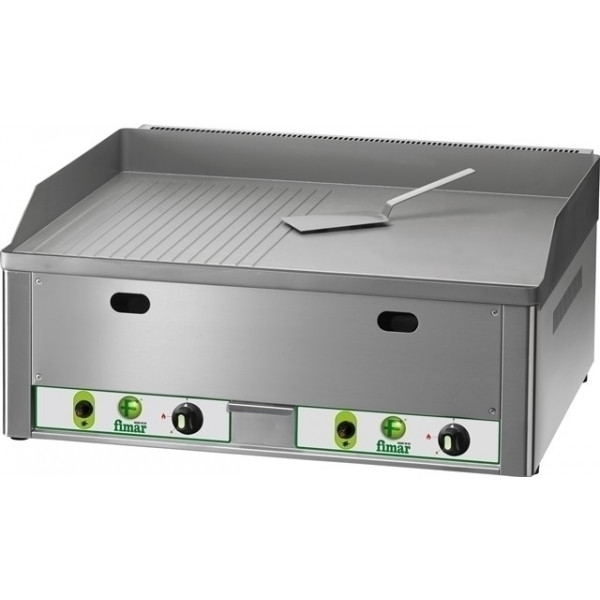 Gas frytop Model FRY2LRMC double smooth striped chromed steel plate